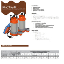 Bomba Submersível Drenagem Dancor DS-4 0,50CV 220V Mono