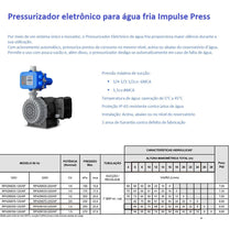 Pressurizador Pressostato Syllent RP42M025 0,25CV 110V Mono Até 1 banheiro