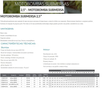 Bomba Caneta Ø3" Cabo 1,5m Lepono 3SDM3/27 2,0CV 254V Mono